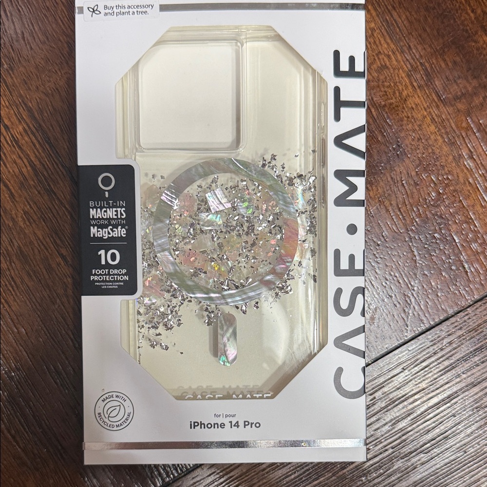 Case-Mate iPhone 14 Pro Glitter Case - Silver and Clear